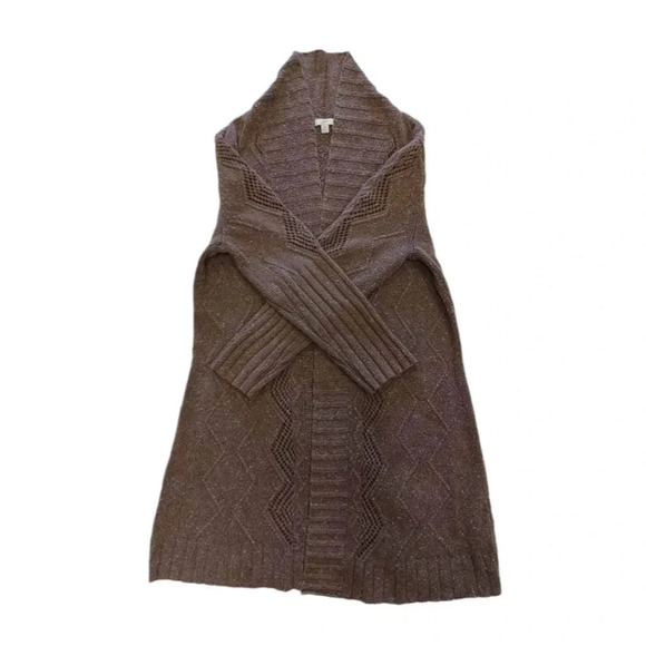 J. Jill Open Front Knit Cardigan  Sweater Brown Size Medium - Picture 5 of 8